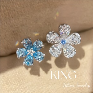Bague Fleur en Argent Sterling S925 King Silver Jewelry, Sertie Pavé, Bijou de Mode pour Femme pour Soirée - Product Image 1