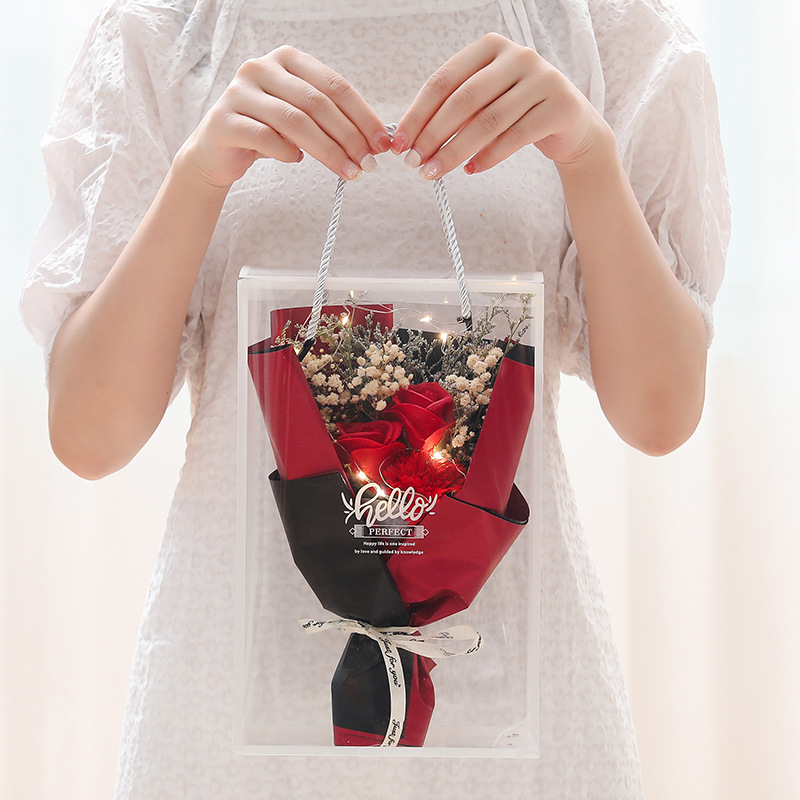 3 flower gift box [red rose carnation]