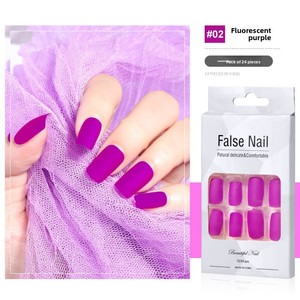 24 <span class=keywords><strong>faux</strong></span> ongles carrés moyens à presser - Ongles artificiels néon lumineux avec étui, <span class=keywords><strong>faux</strong></span> ongles de style européen pour DIY, salon, vente en gros - Product Image 1