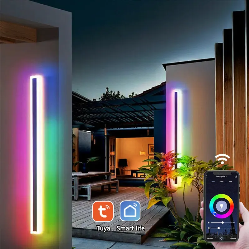 Durlite wasserdicht IP65 30-240 cm langer Streifen WLAN Außenwandlampe intelligentes Zuhause Tuya-Steuerung RGBWW Äußere lineare LED-Wandlampe