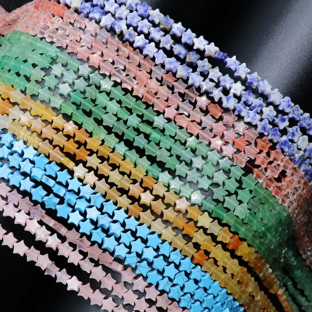 6mm Natural Gemstone Star Beads Flat Back Star Gemstone Beads Flat Astral Star Gemstone Loose Beads for Jewelry Making
