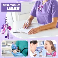 En stock – Kit personnel infirmier 6-en-1 en plastique : stylo marqueur, stylo LED, jauge pupillaire, ciseaux pliants, porte-clés pendentif