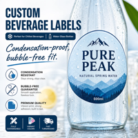 Etiquetas Personalizadas para Bebidas Frías de Vinilo YSB |   Pegatinas Reutilizables para Botellas de Agua con Adhesivo Fuerte |   Resistente a la Condensación
