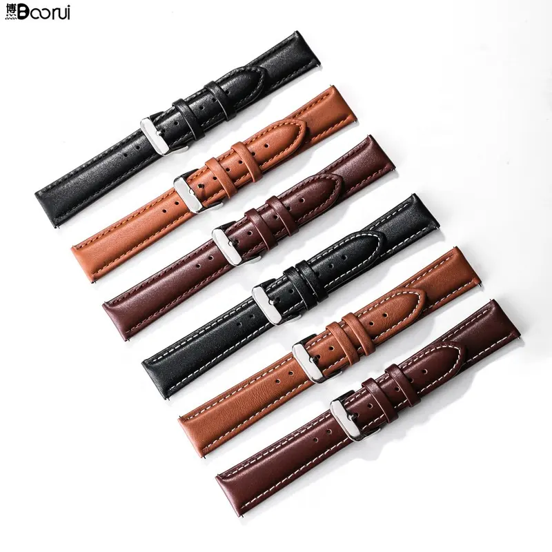 BOORUI leather 22mm watch strap for huawei gt2e strap for amazfit bip lite strap 20mm 18mm watch strap