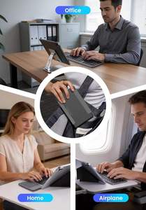 Clavier Bluetooth multi-appareils pliable, clavier sans fil portable avec étui en cuir PU et support pour tablette et téléphone - Product Image 2
