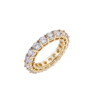 新潮流漂亮18k镀金结婚水晶饰品4毫米立方氧化锆网球女指环