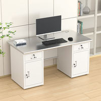 Ensemble de bureau moderne, durable et écologique avec structure en fer et montage facile, bureau informatique pour immeuble de bureaux avec rangement