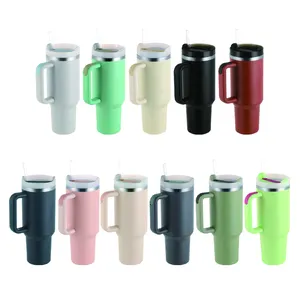 2.0 Amazon Hot Selling Car Water Bottle Double Wall Vacuum Thermos 40 OZ Water Bottle Stainless Steel Cup with Lid and Handle