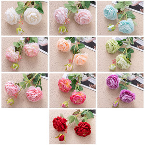 CallaFloral Roses Artificielles Style Pivoine à 3 Têtes Branche Unique Décoration Intérieure Maison Fleurs Murales Mariage MW51010 - Product Image 3