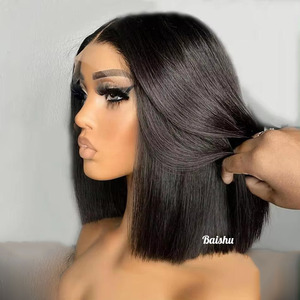 Perruques pour femmes 100% <span class=keywords><strong>cheveux</strong></span> humains brésiliens, coupe courte bob, avec dentelle transparente HD 4*4, styles brésiliens et vietnamiens, sans colle, vente en gros - Product Image 1