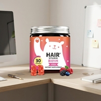 Gummies à la biotine pour la croissance des cheveux, des ongles plus forts, une peau saine, 30 gummies, végétaliens, vitamines C, E, zinc, formule naturelle, 1 gummy par jour