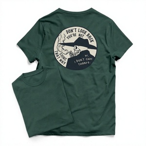 Men's Green Short Sleeve <b>T</b>-<b>Shirt</b> O-Neck Printed <b>Skull</b> Design Casual Regular Fit 100% Cotton Jersey Fabric Back Logo - Product Image 3