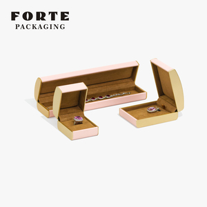 Handmade Luxury Leather Jewelry <b>Box</b> Set with Pink Lid and Base Ring Customizable <b>Gift</b> Packaging for Necklace Ring <b>Earring</b> - Product Image 4