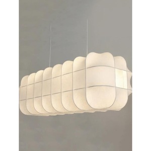 Lustre en soie de style japonais, long luminaire suspendu LED blanc pour salon, chambre à coucher, design minimaliste nordique - Product Image 4