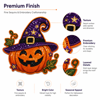Parche Termoadhesivo de Lentejuelas Bordadas de Halloween, Insignia Personalizada de Calabaza para Chaquetas, Mochilas, Sombreros, Programas de Regalos de Temporada