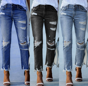 <span class=keywords><strong>Jeans</strong></span> <span class=keywords><strong>Skinny</strong></span> Fit da Donna a Vita Alta, Pantaloni in Denim Modellanti <span class=keywords><strong>Super</strong></span> Elasticizzati, Pantaloni a Sigaretta in Denim Lavato Sexy - Product Image 1