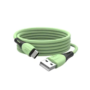 Cable de datos de silicona líquida, cable de carga para teléfono móvil, compatible con carga rápida