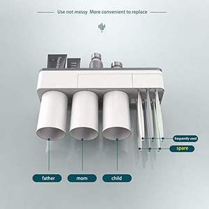 Ferns New Style Fashion - Juego de Tres Piezas de Portacepillos de Dientes Magnético de Pared, Multifuncional, Ecológico, de Plástico - Product Image 3