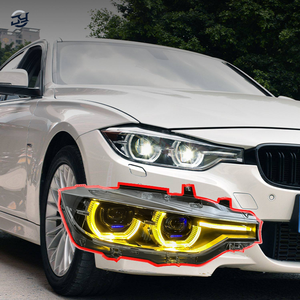 JY pour BMW Série 3 F30 Phare F35 2013-2018 V2 Style IKON 6000K Double Couleur Jaune Blanc DRL Ensemble de Lentilles de Projecteur - Product Image 1