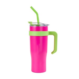 Giant Gradient Handle <b>Insulated</b> <b>Mug</b> 40oz Stainless Steel With Straw Travel Tumbler - Product Image 3