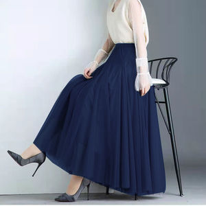 <span class=keywords><strong>Jupe</strong></span> longue plissée en <span class=keywords><strong>tulle</strong></span> pour femmes, été, maille, taille élastique, style A, <span class=keywords><strong>jupe</strong></span> décontractée à large ourlet pour filles - Product Image 3