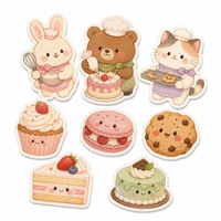 Autocollants découpés en forme d'animaux pour journal - Pack d'autocollants décoratifs personnalisés sur le thème des desserts Kawaii
