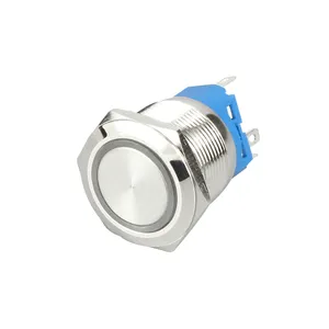 Latching Push Button Switches 22MM 12V Push Button Waterproof Flat Ring Light Metal Push Button With Led