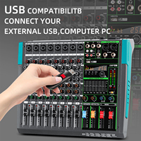 Console de mixage audio professionnelle PA8 de haute qualité, contrôleur DJ 8 canaux avec 256 effets de réverbération