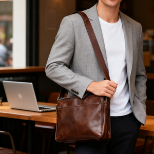 Bolsa de ordenador portátil negra de cuero genuino de vaca para hombre de <span class=keywords><strong>oficina</strong></span> de negocios clásica de fábrica, maletín de gran capacidad - Product Image 2