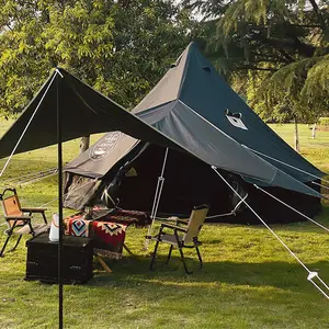 户外4米黑色野营印度蒙古包帐篷遮阳防雨野营金字塔帐篷