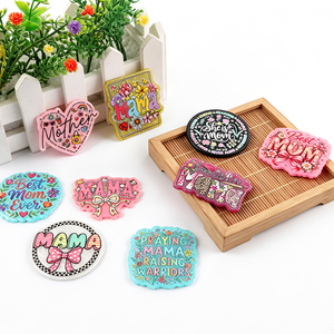 Colorful Acrylic flatback Mother's Day Badge <b>Holders</b> With Floral And Text Designs For DIY Decorations - Product Image 4