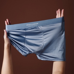 10A biancheria intima da uomo di lusso satinata leggera antibatterica cavallo traspirante liscio <span class=keywords><strong>senza</strong></span> soluzione di continuità in seta intrecciata con Logo in maglia a vita - Product Image 6