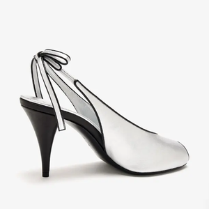Sandalias de tacón alto con punta abierta para mujer, estilo peep toe, con aberturas laterales, lazo trasero, zapatos de boda, stilettos, slingback, para verano - Product Image 6