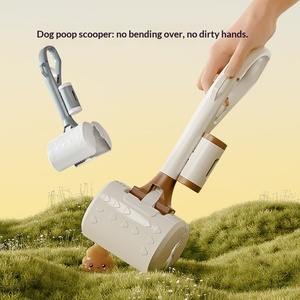 Ramasse-crottes pour chien en ABS avec pelle dentelée, support de sac intégré et déclencheur à un doigt pour un nettoyage sans se pencher - Product Image 2