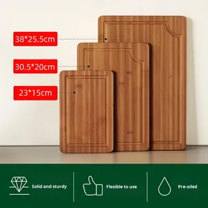 Ensemble de trois pièces <span class=keywords><strong>planche</strong></span> à découper en bambou double face carbonisé en bois massif pour <span class=keywords><strong>Amazon</strong></span> blocs à découper pour les aliments cuits à la maison - Product Image 2