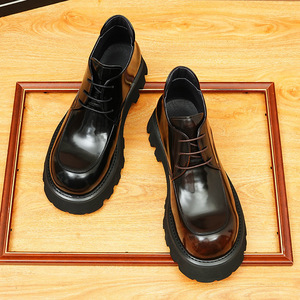 Mocassins superposés en cuir de vachette, chaussures habillées pour hommes en cuir véritable, style britannique, couleur rétro patinée - Product Image 2