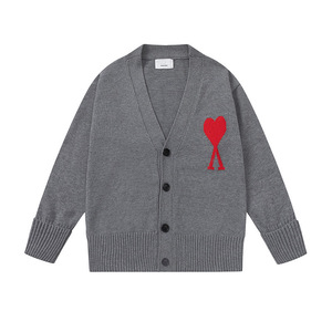 Cardigan in stile francese con <span class=keywords><strong>cuore</strong></span> a stampa tinta unita scollo a V manica lunga alla moda maglione Casual lavorato a maglia - Product Image 1