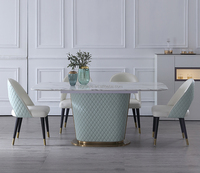 Table de salle à manger de 6 ou 8 places, ensemble rectangulaire en marbre de style européen, meubles d'intérieur, offre spéciale