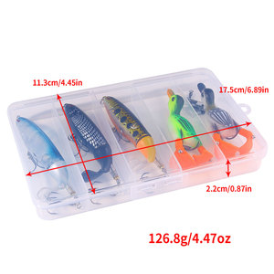 Set di 10 Esche da Pesca Rotanti con Coda, Popper e Esche Galleggianti a Forma di Anatra, Kit di Esche Artificiali Rigide per Acqua Dolce e Salata - Product Image 6