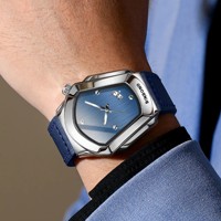 Jam Tangan Pria BINBOND B760 Mewah Bercahaya, Kulit, Bisnis, Quartz, Tahan Air, Kalender Otomatis