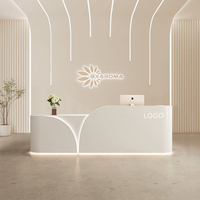 Comptoir de caisse de salon de beauté minimaliste moderne en bois écologique durable, comptoir de réception de clinique dentaire d'esthétique médicale compact