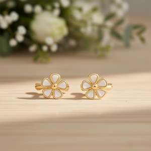 E4657 Orecchini a forma di fiore in oro bianco per donna Gioielli di moda Design elegante Stile minimalista - Product Image 2