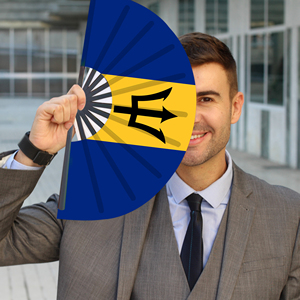 Abanicos Plegables de Bambú con la Bandera de Barbados al por Mayor, Abanico de Mano para Carnaval, Boda, Festival, Fiesta, Agencia de Viajes - Product Image 3