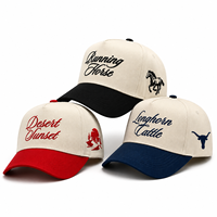 Casquette de baseball ajustable style western à 5 panneaux, personnalisable avec logo brodé, bicolore, type trucker, pour marque privée, vente en gros