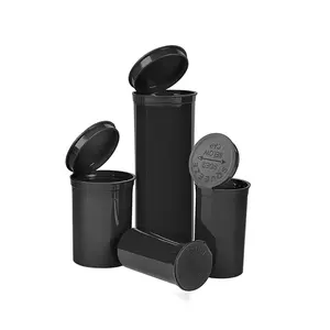 Hot sale Black 60dr Plastic mini pill medical rx plastic pop up small pop top container for sale