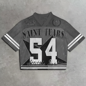 Diseño personalizado de impresión de ropa deportiva camiseta de baloncesto de secado rápido de malla de fútbol Jersey de los hombres de gran tamaño Cropped Fit Boxy camisetas - Product Image 1