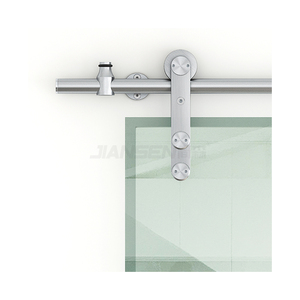 Quincaillerie de porte coulissante à glissière robuste en acier inoxydable de style rustique américain, système de quincaillerie de porte de grange, SS304, 6,6 pieds/2 m, porte simple - Product Image 1
