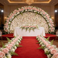 Set Dekorasi Pernikahan Peach Pink, Bunga Artificial untuk Gapura & Lorong, Perlengkapan Bunga Palsu untuk Panggung Pernikahan & T-Stage