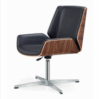 Chaise de bureau pivotante en similicuir PU avec dossier en bois grainé, vente chaude, fabriquée en Chine