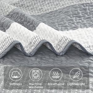 Juego de edredón de verano a bajo precio a rayas grises, <span class=keywords><strong>colchas</strong></span> de estilo Simple para hombres, colcha de dormitorio de poliéster de alta calidad - Product Image 3